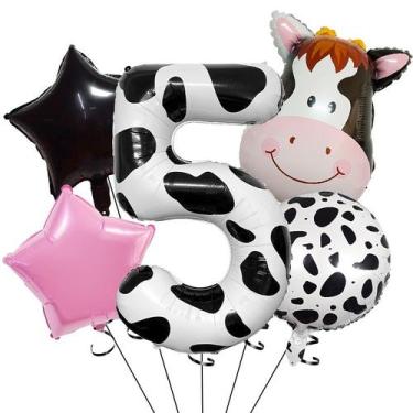 Imagem de Conjunto de balões Farm Cow Theme, festa de 5º aniversário, 5 unidades