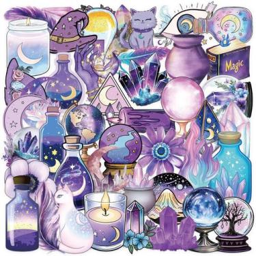 Imagem de Pacote de adesivos Magic Witch, 50 unidades  Crystal Ball, Moon Cat, S