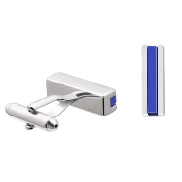 Imagem de Cufflinks, esmalte azul para homens, design retangular elegante - yiwe