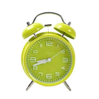 Imagem de Despertador Metal Bell de 10 cm verde silencioso com ponteiros luminos