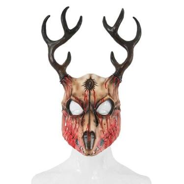 Imagem de Máscara de cosplay de resina Bloody Deer Skull com chifres removíveis 