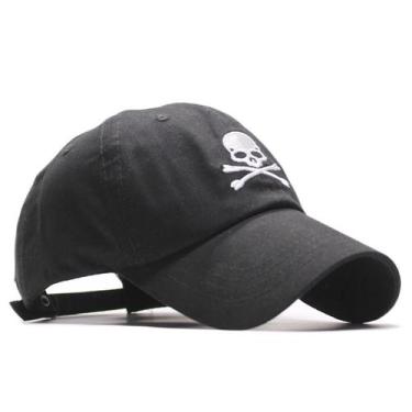 Imagem de Boné de beisebol Skulls Anime Snapback, algodão preto - yiweisai