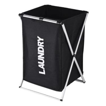 Imagem de Cesto roupa suja cromado desmontavel organizador lavanderia - Yeet