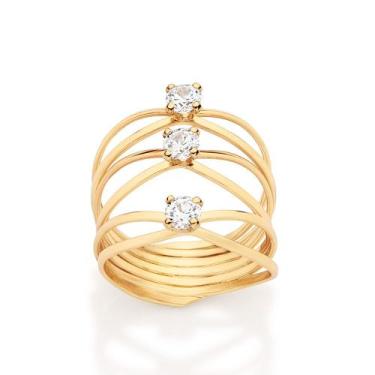 Imagem de Maxi Anel Aro Triplo Com Zircônias Rommanel 513639 Tamanho:14Cor:BRANC