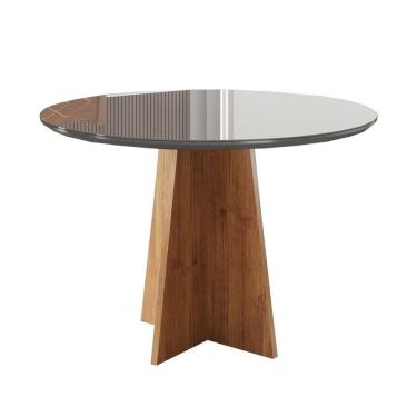 Imagem de Mesa de Jantar Redonda 90cm com Tampo de Vidro Celeste Viero