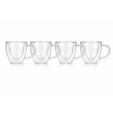 Imagem de Conjunto de Xícaras de Parede Dupla de Vidro Borossilicato para Café 240ml 4 Peças - Vista Home