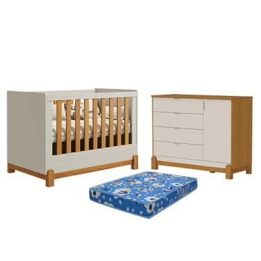 Imagem de Berço Americano Lótus Liso Areia Savana com Cômoda Sapateira Lótus Lis