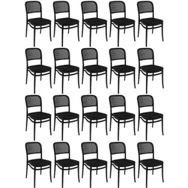 Imagem de Kit 20 Cadeiras de Jantar Roma para Sala e Cozinha - ALL BLACK - Magaz