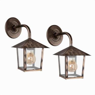 Imagem de Kit 2 Arandela Quadrada Colonial Nina Vidro Liso E27 Bivolt - Blumenau