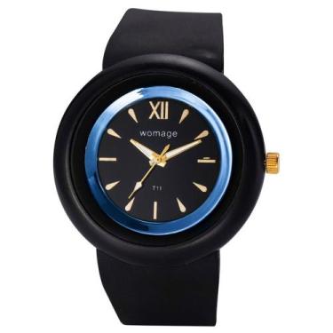 Imagem de Relógio Feminino Womage Analógico Pulseira Silicone Quartzo, Azul