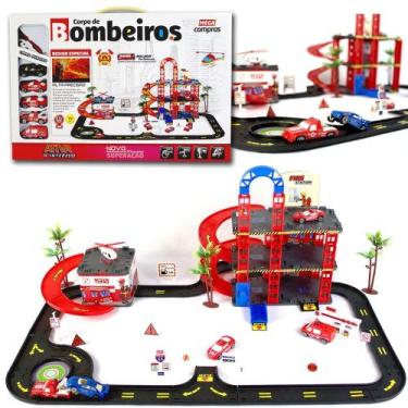 Imagem de Hot Pista De Carrinhos Posto De Bombeiros Infantil Com Carrinhos e Ace