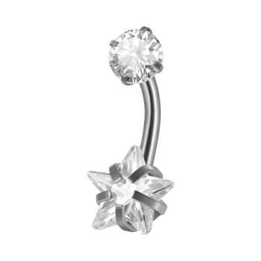 Imagem de Piercing De Umbigo Em Titânio Com Zircônia 16G Quadrado Redondo CZ Joi