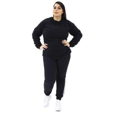 Imagem de Conjunto Moletom Feminino Plus Size Flanelado Blusa Calça - Zafina