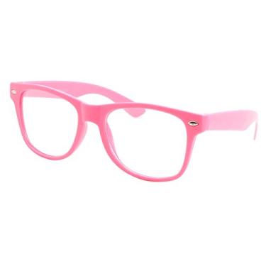 Imagem de grinderPUNCH - Tamanhos infantis com lentes transparentes, fantasia de nerd geek para crianças (3 a 10 anos), Rosa Claro