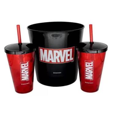 Imagem de Kit Almofada Pipoca Fibra Veludo Marvel Classic