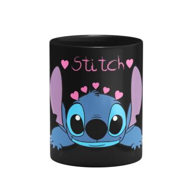 Imagem de Caneca Stitch em cerâmica preta 325ml para presente