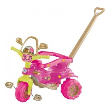 Imagem de Triciclo Motoca Tico Tico Dino Pink Com Aro Haste Magic Toys