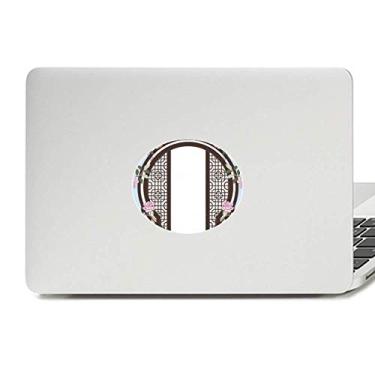Imagem de Adesivo de notebook com emblema de porta de flor azul da cultura chinesa