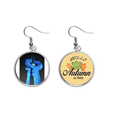 Imagem de Blue Landmark Art Deco Presente Fashion Orelha Pendente Folha Outono Brinco Joia