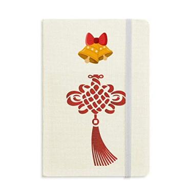Imagem de Caderno de anotações padrão de segurança vermelho nó chinês mas jingling Bell