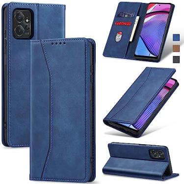 Imagem de Jasonyu Flip Carteira Capa para Moto G Power (2023),Capinha Folio Magnética de Couro com Suporte para Cartão,Suporte para Chute - Protetora Durável de TPU à Prova de Choque para Telefone,Azul