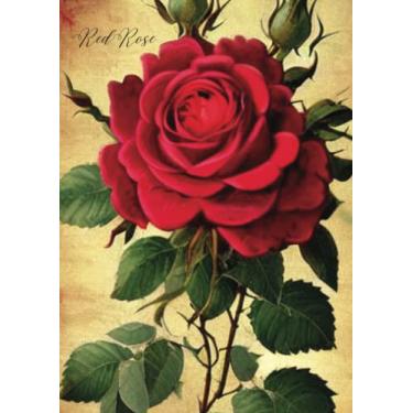 Imagem de Caderno forrado A4 vintage floral: rosa vermelha