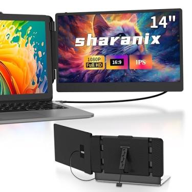 Imagem de sharanix Extensor de tela de laptop de 14 polegadas, extensor de monitor de laptop FHD 1080p IPS, monitor portátil para laptops de 13 a 17,3 polegadas compatível com Win/Mac/Android/Switch