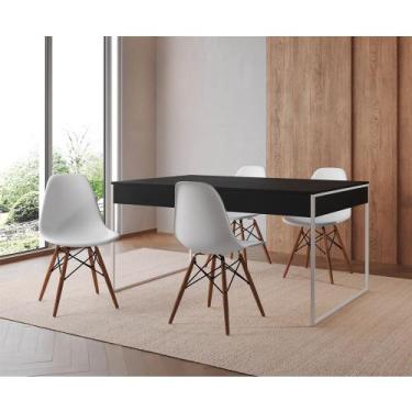 Imagem de Mesa Jantar Industrial Retangular Filadélfia Preta 137x90cm Base Ferro