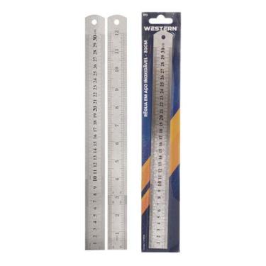 Imagem de Régua Aço Inox 30cm 12 Pol Dupla Face Milímetros E Polegadas - Western