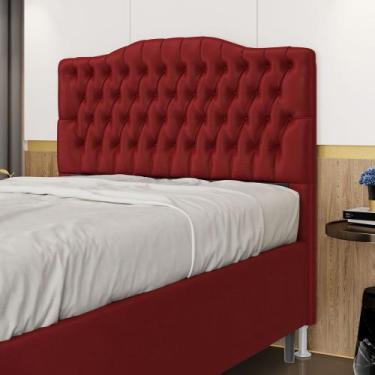 Imagem de Cabeceira Pollux 195 Decorativa de Cama King N-033 Veludo Vermelho Ara