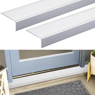 Imagem de Yaocom 2 peças 91,4 cm x 2-3/10.2 cm x 1-1/12.7 cm Limiares de porta para portas exteriores soleiras de porta de janela de alumínio protetores de proteção de borda protetor de soleira de aço