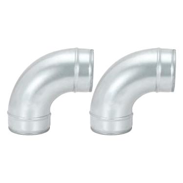 Imagem de PATIKIL Conector de duto de 10 cm e 90 graus, 2 peças de conector de tubo de ventilação de cotovelo de aço galvanizado, acessórios adaptadores de tubulação para secador HVAC, exaustor, extrator e