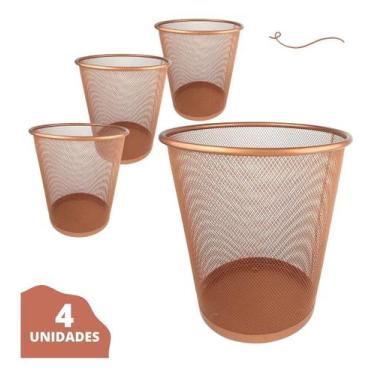 Imagem de Kit 4 Lixeiras De Escritório Rose Gold 10l Home Office Top - Markys St