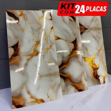 Imagem de Kit 24 Placas Painel Mármore 3D Vinílico Autoadesivo Revestimento De P