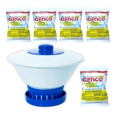 Imagem de Clorador Flutuante C/ 5 Pastilhas De Cloro Genco Multiação - Brustec /
