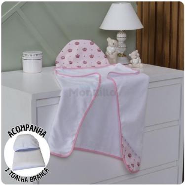 Imagem de KIT 2 Toalhas de Banho Capuz Bebê Estampas - Monzilo Baby Kids, Coroa 