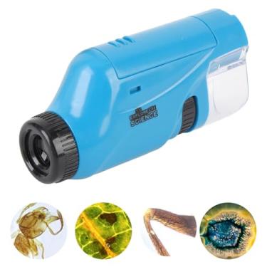 Imagem de Microscópio para Crianças, Mini Microscópio Alimentado por Bateria, Microscópio de Bolso, Microscópio Portátil Portátil, Brinquedos Científicos Educacionais, Experimentos (Azul)