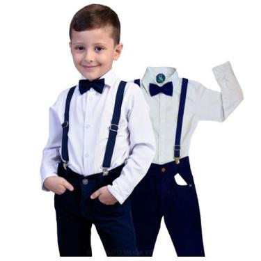 Imagem de Conjunto Batizado Manga Longa Calça Bebe Infantil Branco - Miguelito M