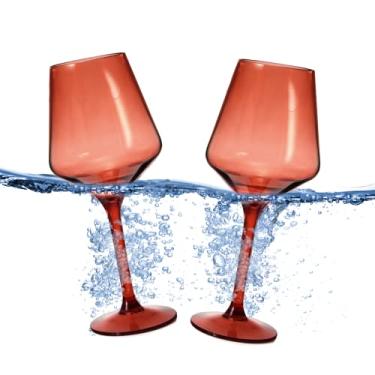 Imagem de Taças de vinho flutuantes para piscina (510 g | Conjunto de 2) - Conjunto de taça de vinho que flutua | Vinho à beira da piscina inquebrável | Taça de praia | Copos de plástico Tritan ao ar livre com