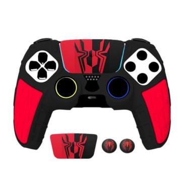 Imagem de Capa protetora de borracha de silicone para controle PS5 com adesivo touchpad para capa de controle PS5 (vermelha)
