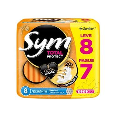 Imagem de Absorvente Sym Total Protect Ação Ultra Seca com Abas Leve 8 Pague 7 Unidades