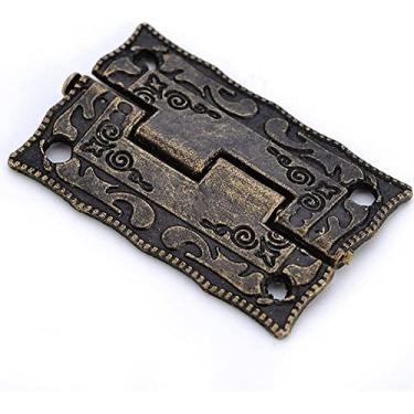 Imagem de Dobradiças de bronze antigo, 10 peças, decoração de gaveta de armário, dobradiça vintage para joias, caixa de madeira, móveis, ferragens, mini dobradiça