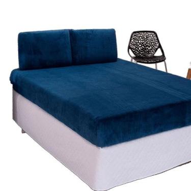 Imagem de Jogo de Lençol Casal em Manta Plush 3 Peças - Marinho - 100% Poliéster