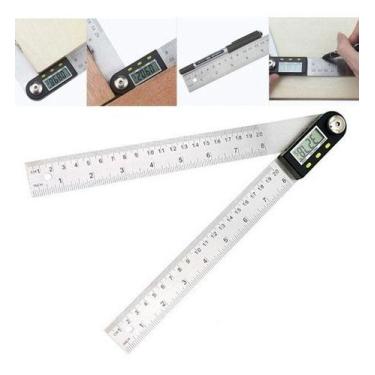 Imagem de Goniômetro Ferramenta Medição De Ângulos Digital Inox 200mm