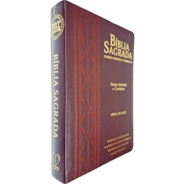 Imagem de Bíblia Sagrada ARC FC Capa PU Luxo Arabesco Café e Bordô PDA PJV PED MC Harpa Avivada e Corinhos Letra Gigante CPP