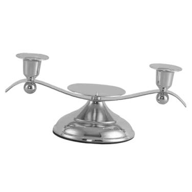 Imagem de Bothyi Suporte de vela cônico para castiçal, ornamento de mesa, elegante castiçal de metal, candelabro para decoração de lareira de festival de hotel, Prata