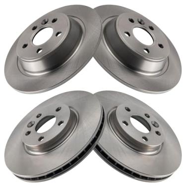 Imagem de TRQ Conjunto de rotores de freio dianteiro e traseiro compatível com Land Rover Range Rover Evoque 2012-2015