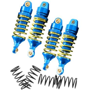 Imagem de Rcarmumb Amortecedores RC Upgrades Parte para 1/16 E-Revo/Mini Summit/Mini Slash, Amortecedores dianteiros traseiros de alumínio, 4 peças, azul