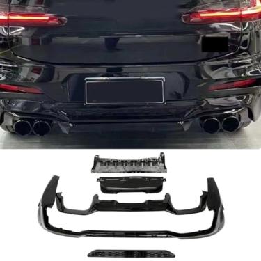 Imagem de Lábio de para-choque de carro traseiro para garganta traseira compatível com X4 G02 2018-2021 divisor traseiro difusor spoiler corpo kit acessórios para carro (Lip Black+Rear Tail Throat Black)