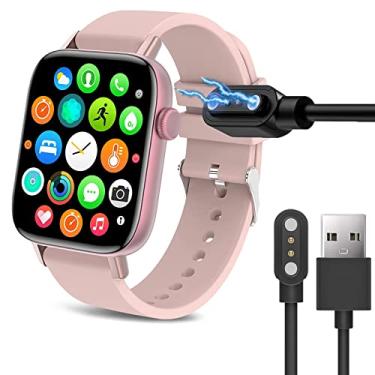 Imagem de Compatível com carregador de relógio inteligente PJYUBVOR, carregamento magnético de substituição USB de 2 pinos, compatível com SOUYIE T49/PJYUBVOR T49 1.9/LOJUSIMEH T49 1.9/FTTMWTAG T49 1.9/Choiknbo T49 1,95" (preto)